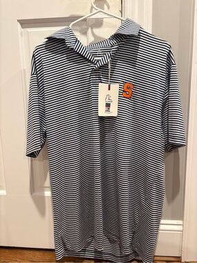 Rhoback Navy and White Striped Polo Dress with Orange 'S' Patch